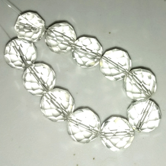 💎 11pc Vintage Harvested Clear Ice Crystals Round Disco Faceted Beads Loose - Picture 3 of 5